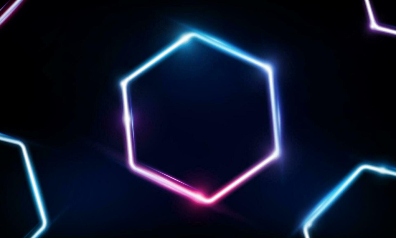 abstrakt modern farbig Poster zum Sport Licht aus Technologie und mit Neon- Hexagon und Dreiecke. hitech Kommunikation Konzept Innovation Hintergrund, Vektor Design
