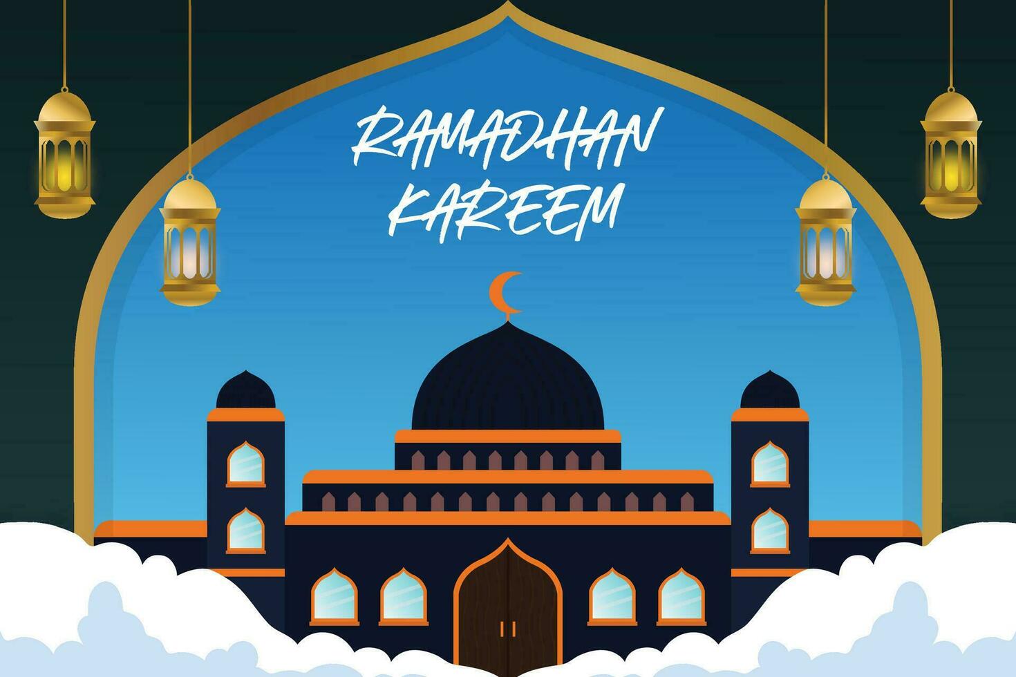 Ramadhan Banner mit Moschee und Laterne Illustration vektor