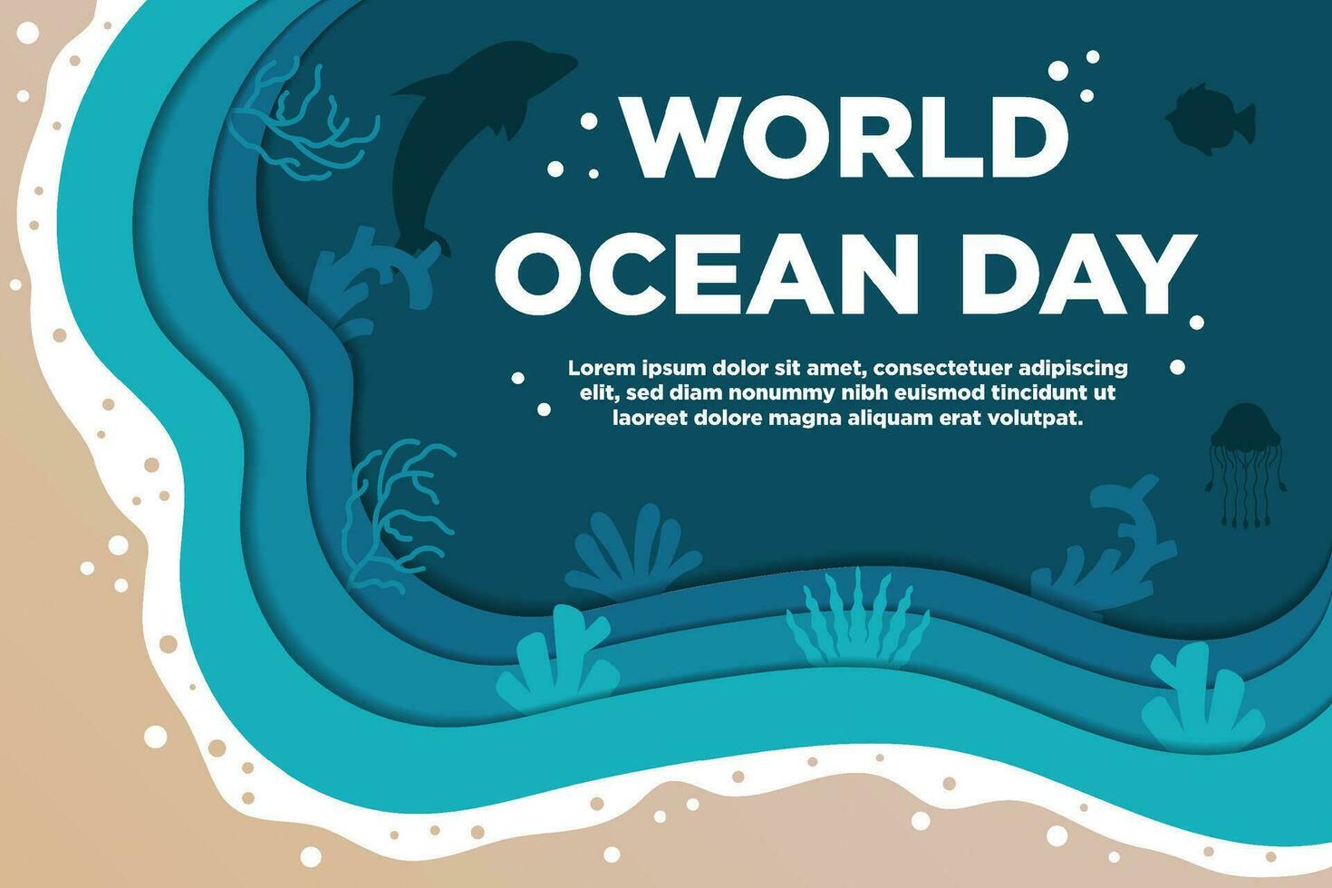 Vektor Welt Ozean Tag mit einfach Papier Schnitt Stil