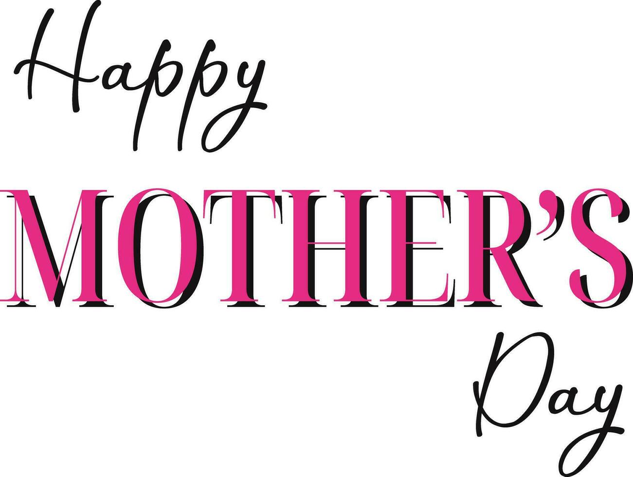 Challigraphie glücklich Mutter Tag Rosa schwarz vektor