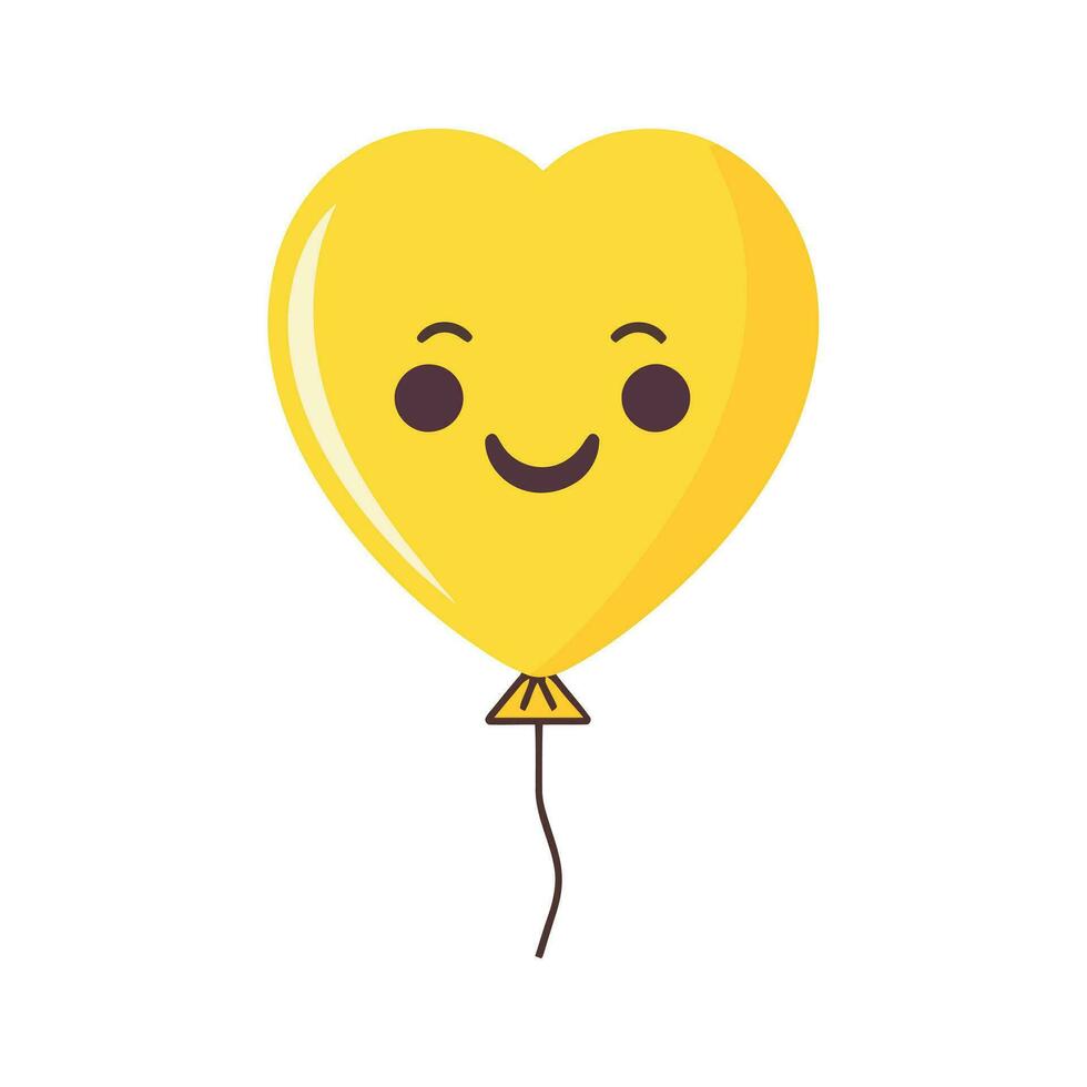 Herz geformt Ballon mit Zeichenfolge im Karikatur eben Stil isoliert auf Weiß Hintergrund. Ballon mit Augen Vektor Symbol