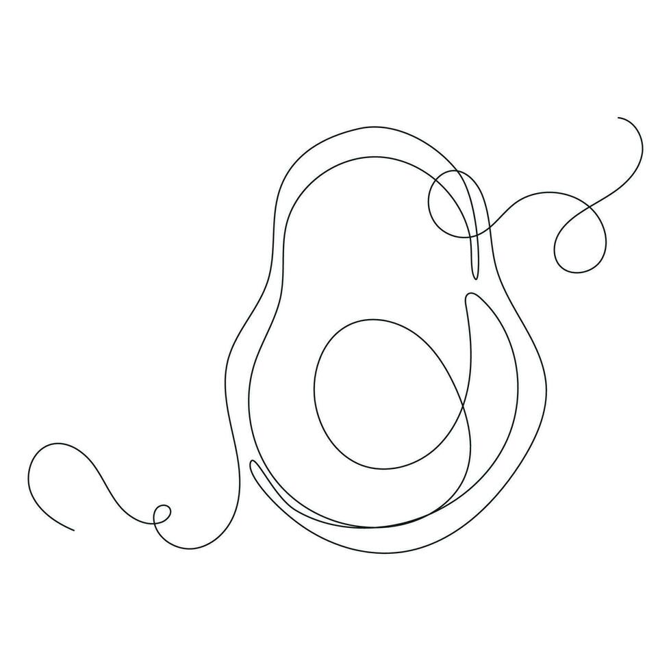 linje konst stil teckning av avokado. kontinuerlig enda ett linje vektor illustration. vegetabiliska