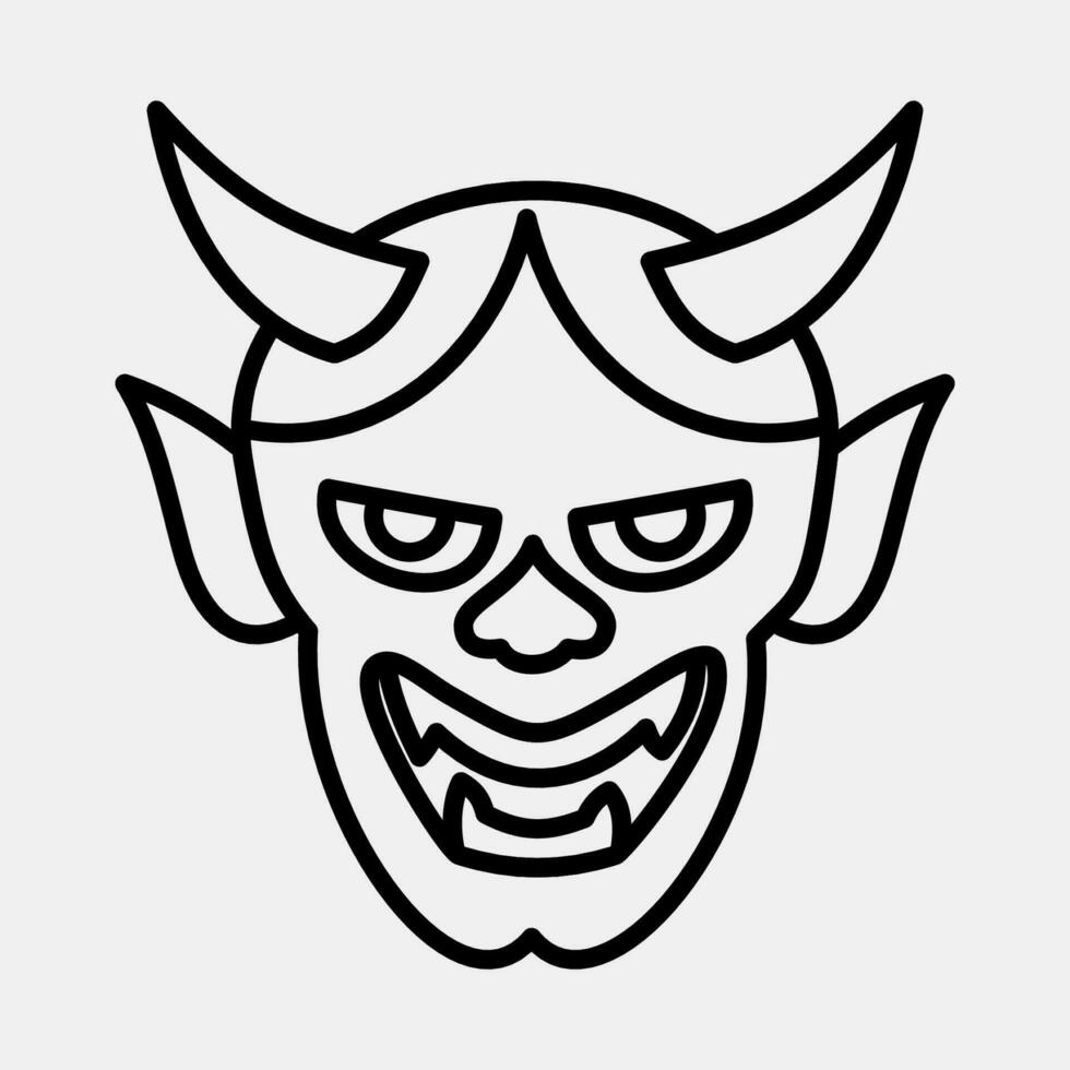 ikon hannya mask. japan element. ikoner i linje stil. Bra för grafik, affischer, logotyp, annons, infografik, etc. vektor