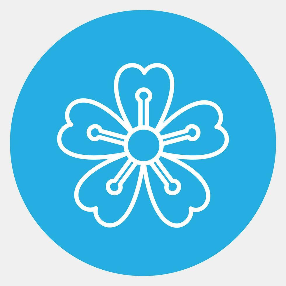 Symbol Sakura Pflaume Blüte. Japan Elemente. Symbole im Blau runden Stil. gut zum Drucke, Poster, Logo, Werbung, Infografiken, usw. vektor