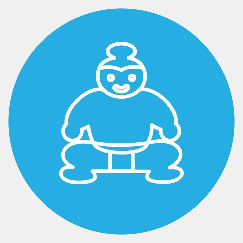 Symbol Sumo. Japan Elemente. Symbole im Blau runden Stil. gut zum Drucke, Poster, Logo, Werbung, Infografiken, usw. vektor