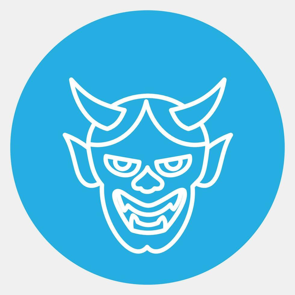 Symbol hannya Maske. Japan Elemente. Symbole im Blau runden Stil. gut zum Drucke, Poster, Logo, Werbung, Infografiken, usw. vektor