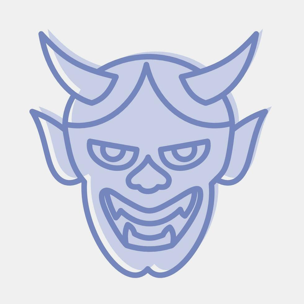 ikon hannya mask. japan element. ikoner i två tona stil. Bra för grafik, affischer, logotyp, annons, infografik, etc. vektor