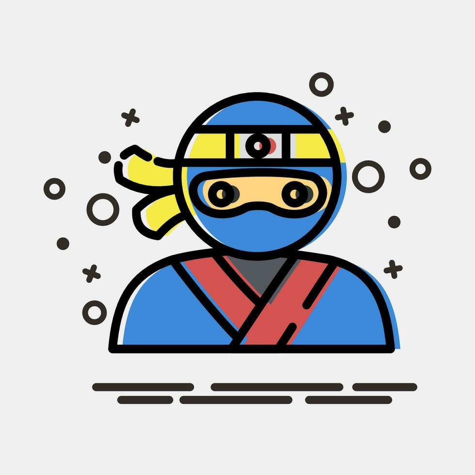 ikon ninja. japan element. ikoner i mbe stil. Bra för grafik, affischer, logotyp, annons, infografik, etc. vektor