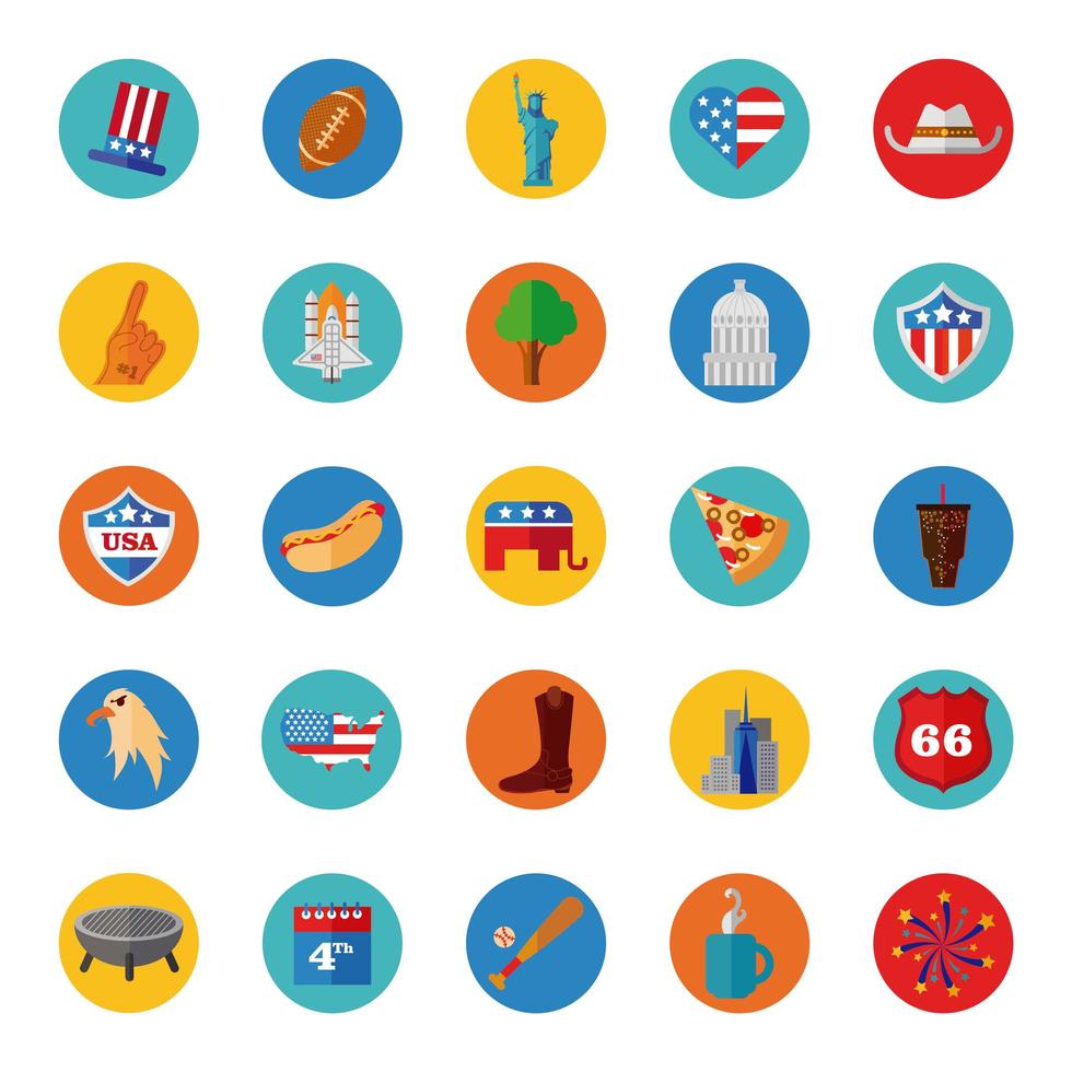 Bündel von usa set Icons vektor