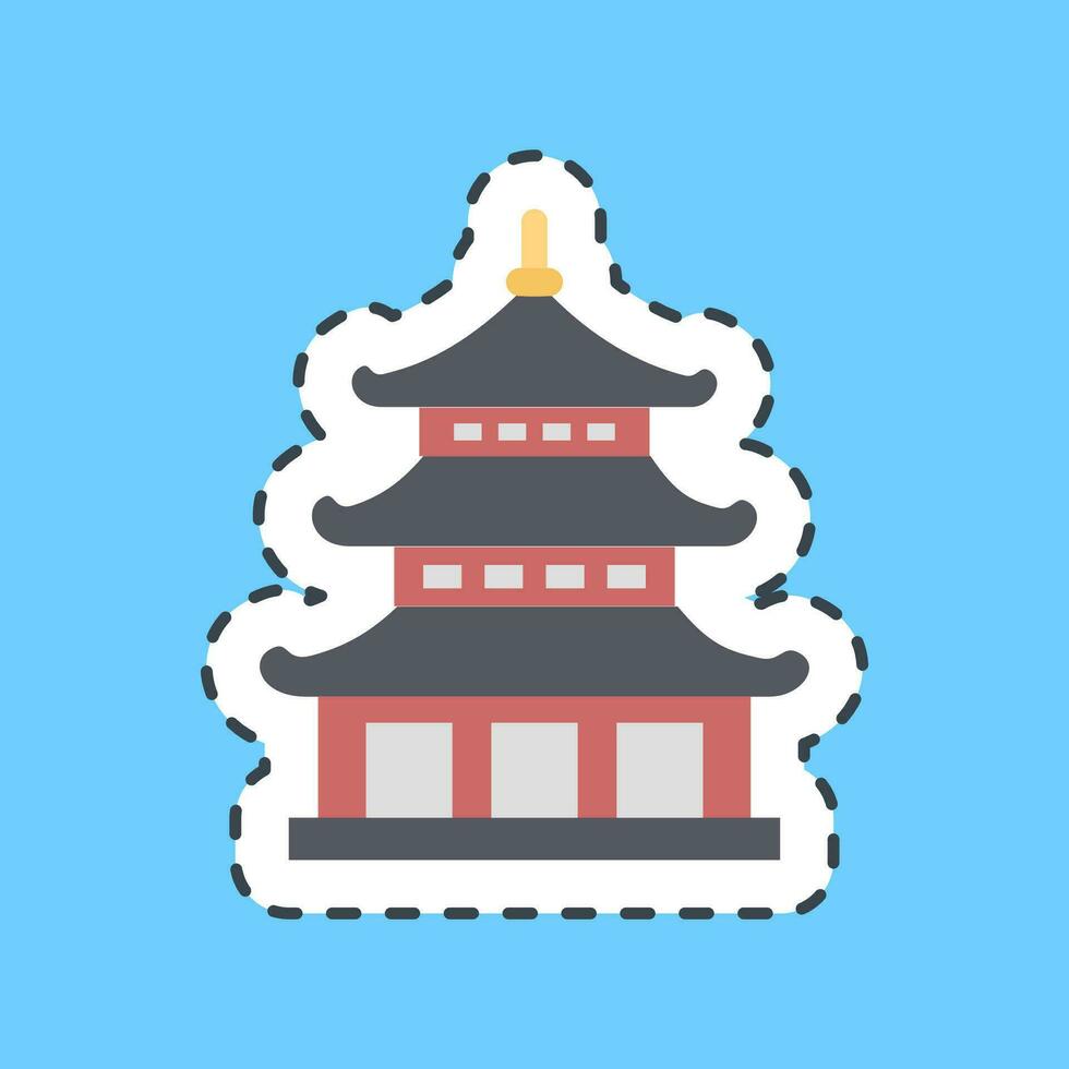 klistermärke linje skära pagod. japan element. Bra för grafik, affischer, logotyp, annons, infografik, etc.ogo, annons, infografik, etc. vektor