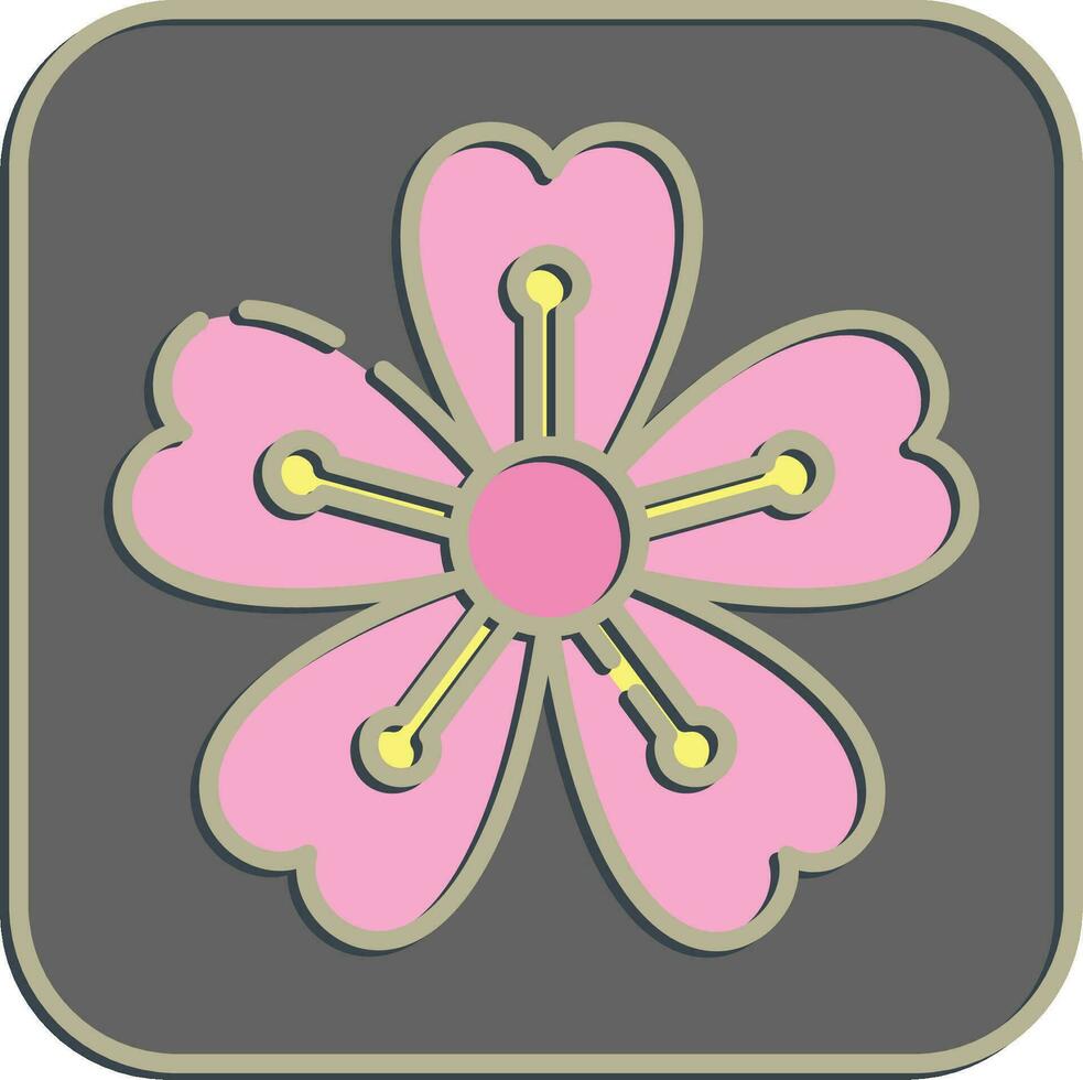 Symbol Sakura Pflaume Blüte. Japan Elemente. Symbole im geprägt Stil. gut zum Drucke, Poster, Logo, Werbung, Infografiken, usw. vektor