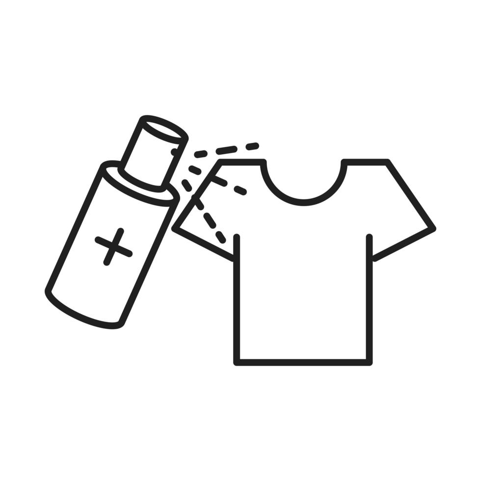 Desinfektion Shirt Reinigungsspray Alkohol Krankheit Prävention Covid19 Linienstil-Symbol vektor