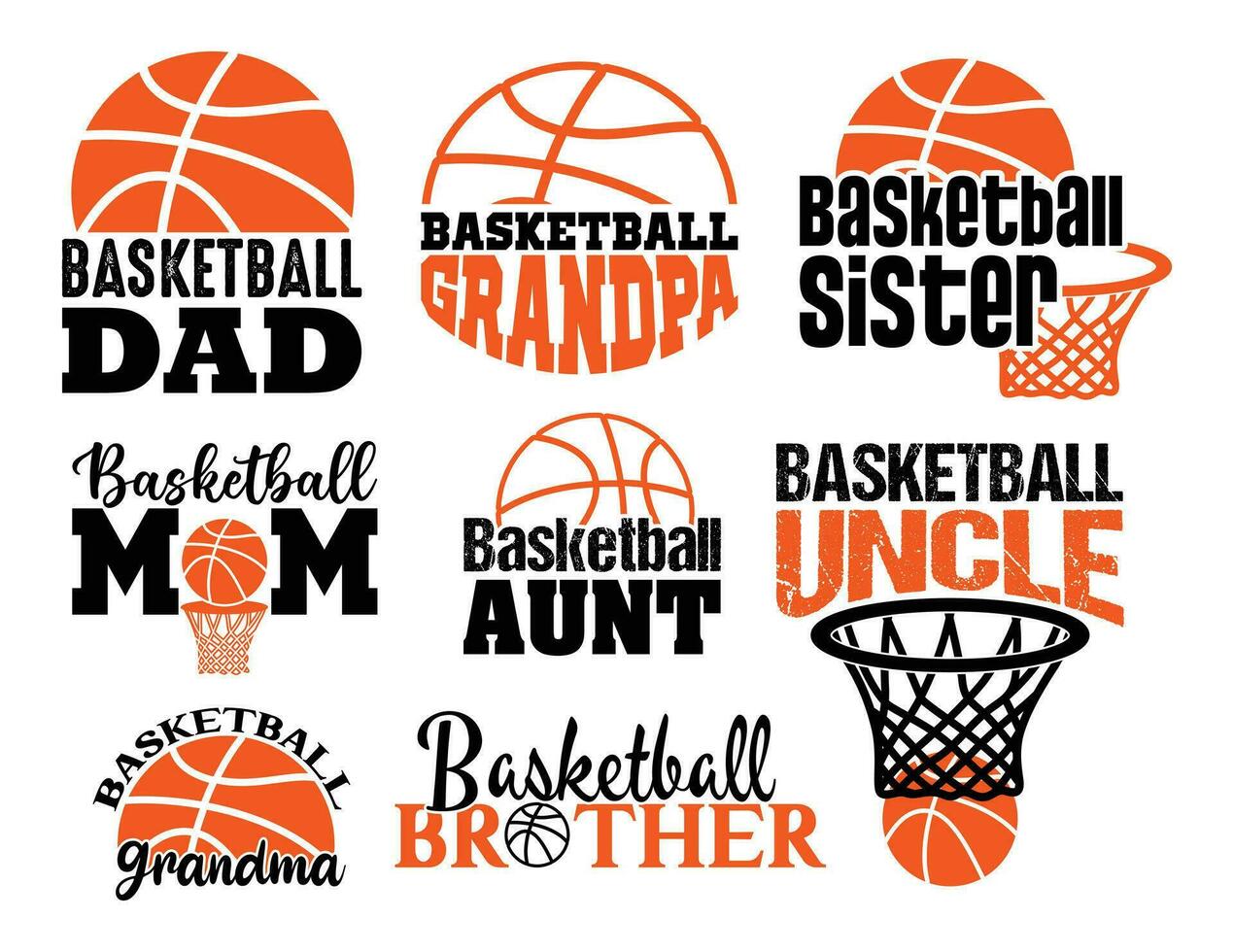 Basketball Familie t Hemd Design bündeln, Vektor Basketball t Hemd Design, Basketball Hemd Typografie t Hemd Design Sammlung