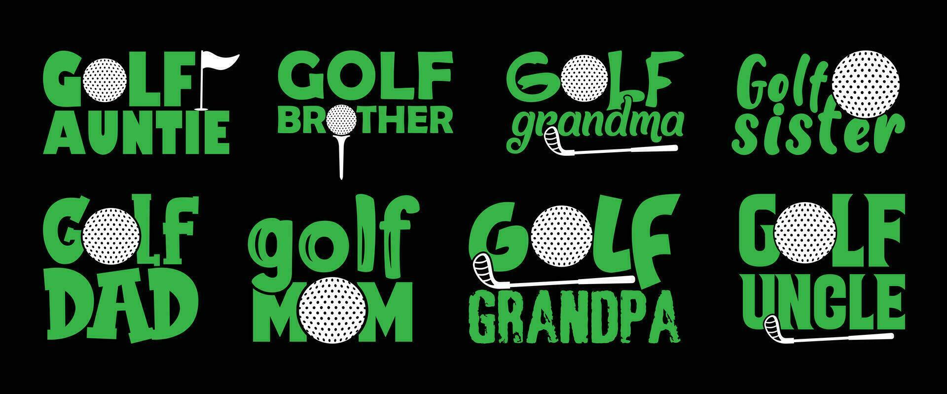 Golf Familie t Hemd Design bündeln, Vektor Golf t Hemd Design, Golfen Shirt, Golf Typografie t Hemd Design Sammlung