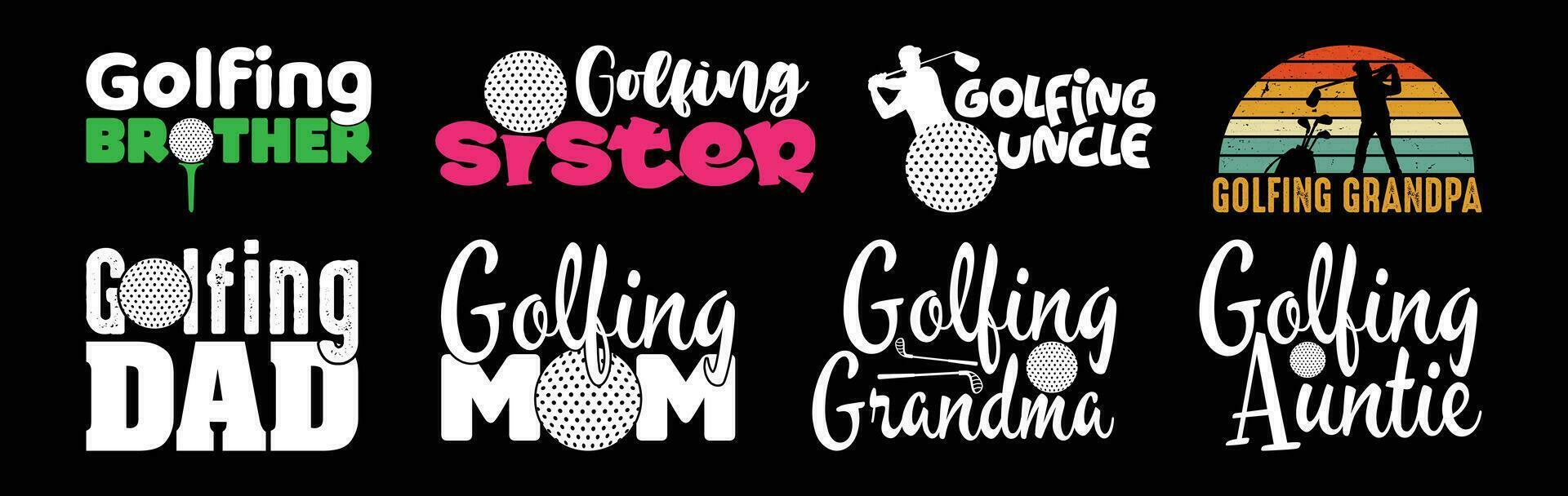 Golf Familie t Hemd Design bündeln, Vektor Golf t Hemd Design, Golfen Shirt, Golf Typografie t Hemd Design Sammlung