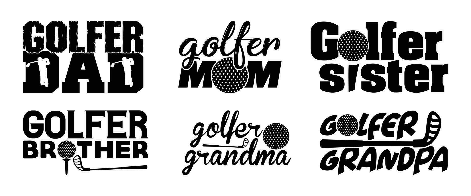 Golf Familie t Hemd Design bündeln, Vektor Golf t Hemd Design, Golfen Shirt, Golf Typografie t Hemd Design Sammlung