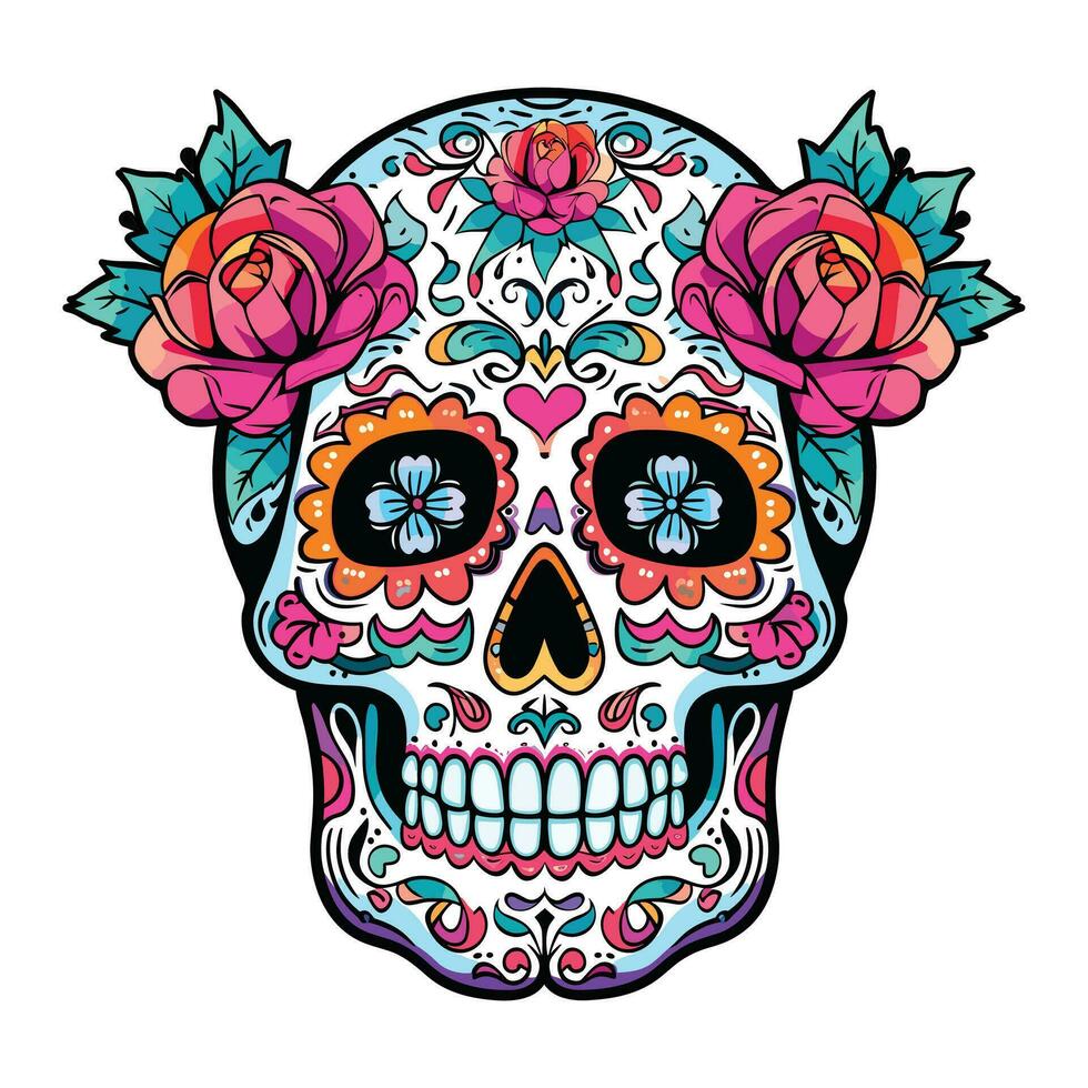 Mexikaner Schädel Farben Ornament dia de Muertos Illustration vektor