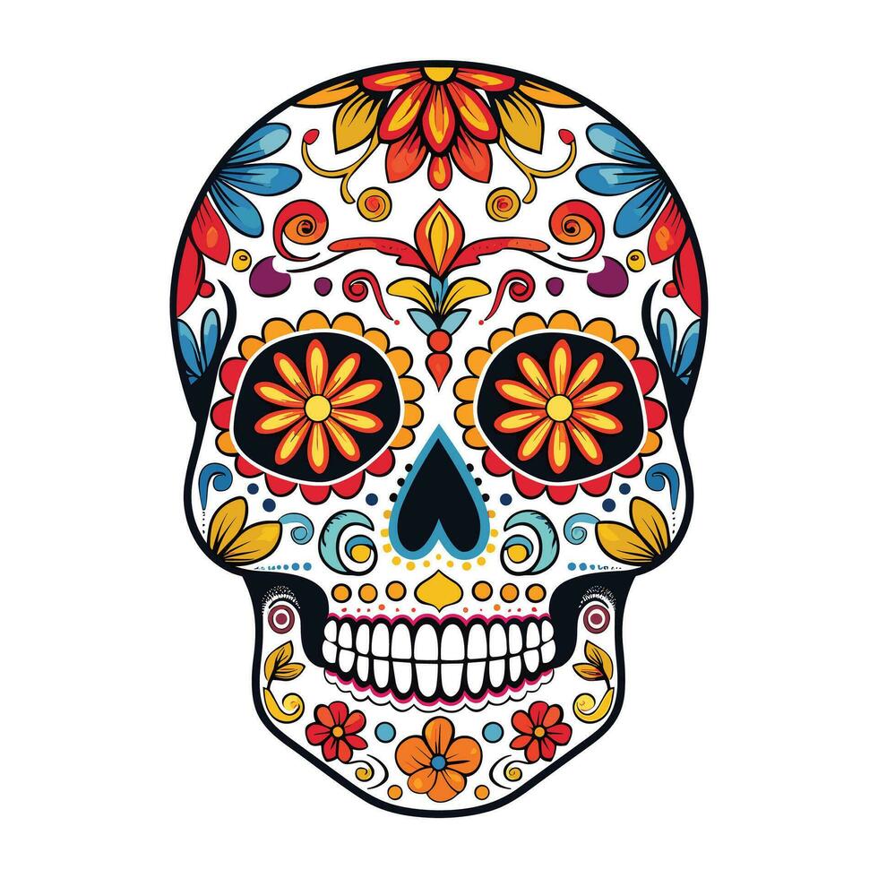 mexikansk skalle färger prydnad dia de muertos illustration vektor