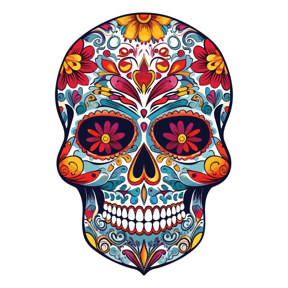 dia de los muertos mexikansk skalle, dag av de död- mexikansk skalle vektor