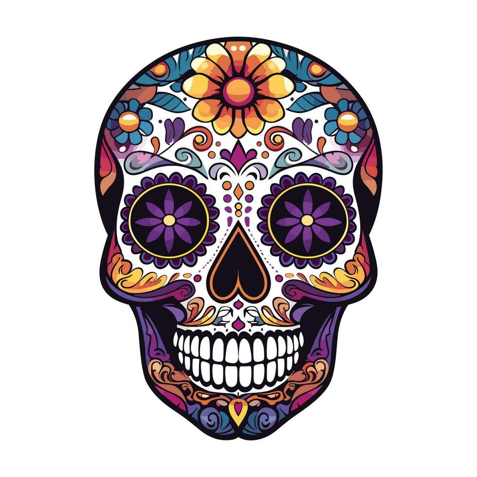 mexikansk skalle färger prydnad dia de muertos illustration vektor