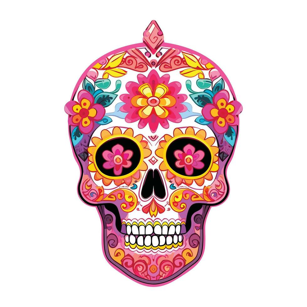 mexikansk skalle färger prydnad dia de muertos illustration vektor