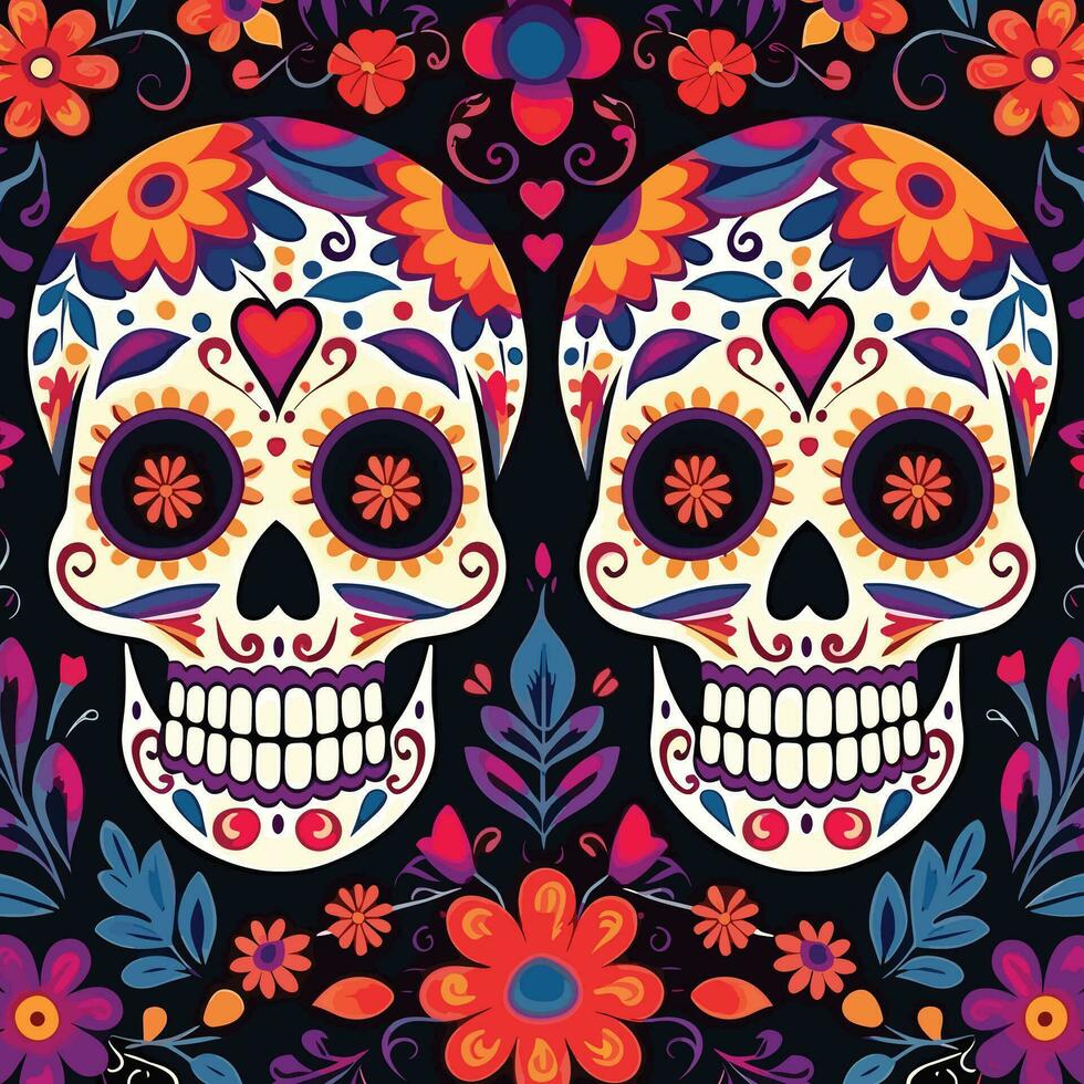 Hand gezeichnet dia de Muertos Muster Hintergrund vektor