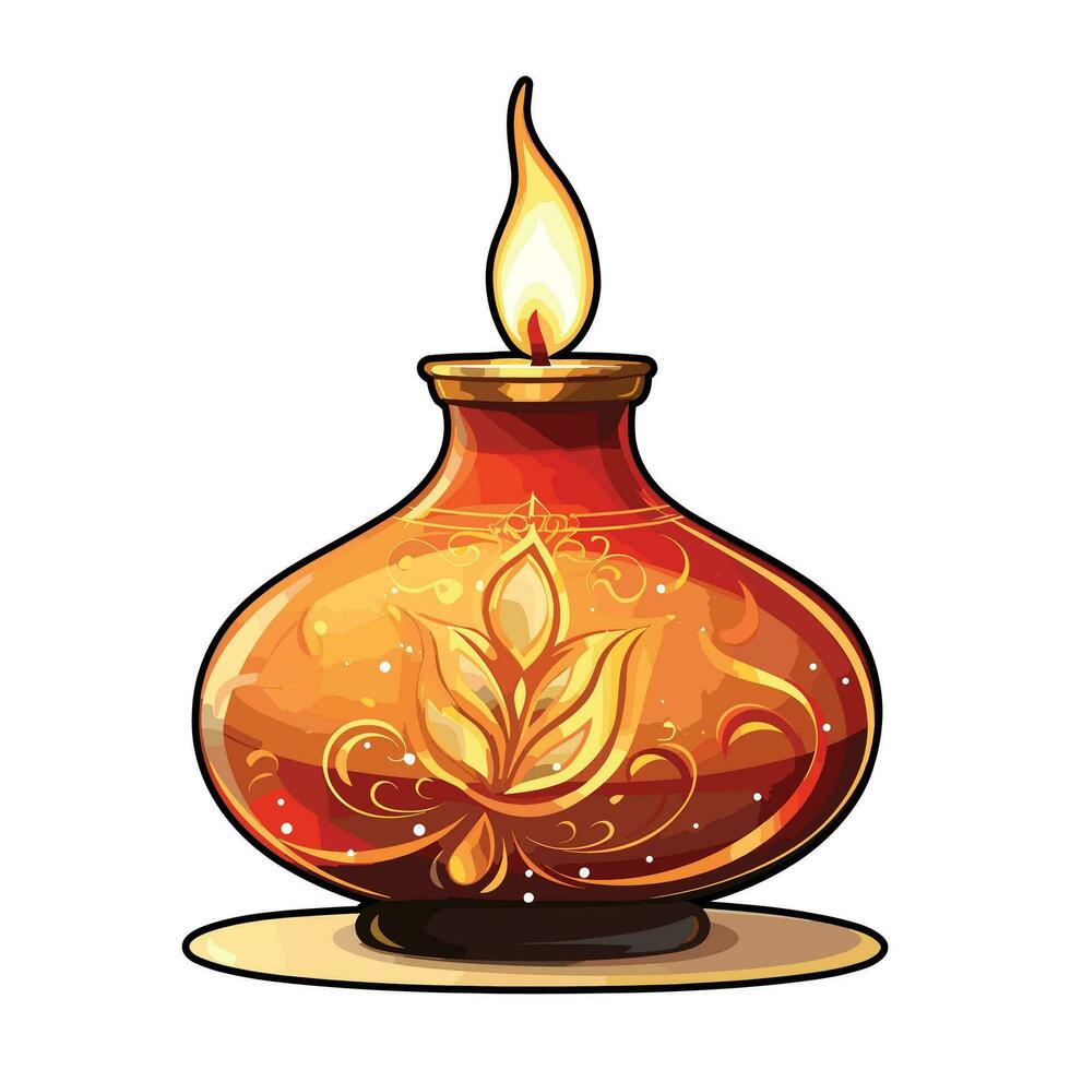 glücklich Diwali Öl Lampe Vektor