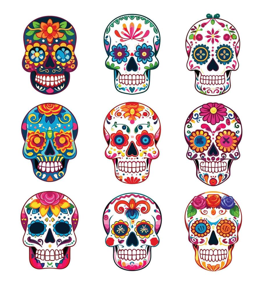 Hand gezeichnet eben dia de Muertos Schädel Vektor