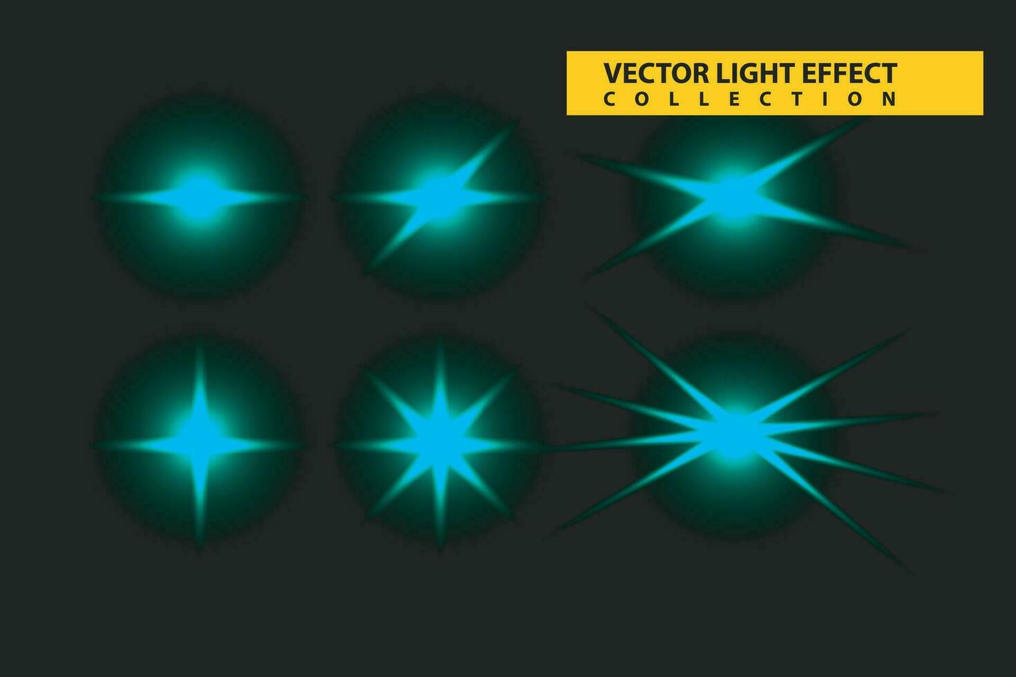 Blitz Licht auf schwarz Hintergrund. Vektor glühen funkeln Wirkung. abstrakt Linse Fackel Zündung. blinkt Beleuchtung Vektor Sammlung
