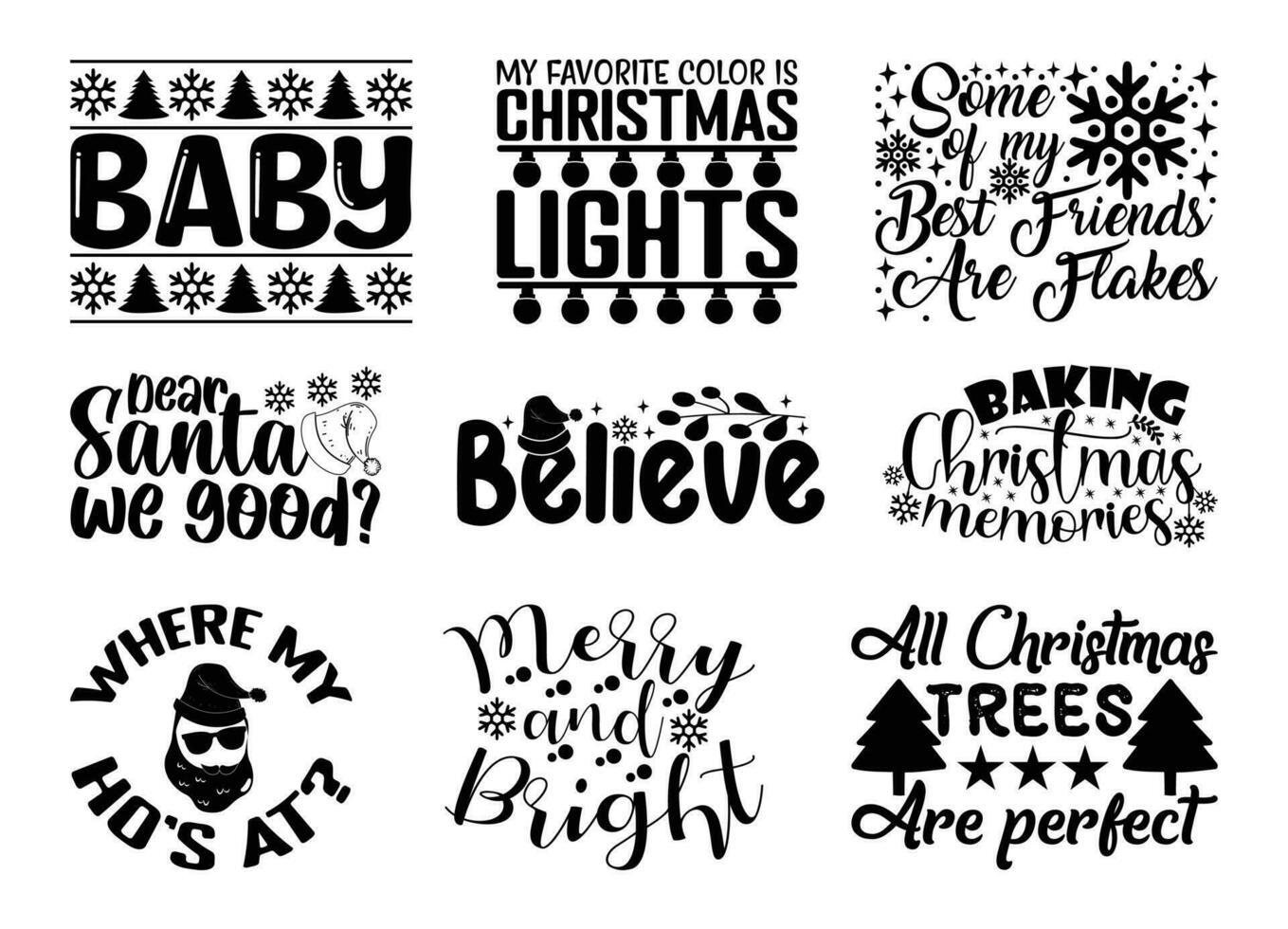 Weihnachten t Hemd Design bündeln, Zitate Über Weihnachten Tag, Weihnachten t Shirt, Weihnachten Typografie t Hemd Design Sammlung vektor