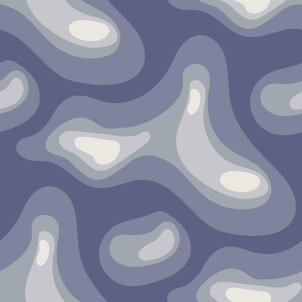 en mönster av abstrakt vågig former, skära i blå, är överlagrad på en bakgrund med markerad former. modern topografisk grafik. en mönster med slät kurvor av under vattnet djup. vektor