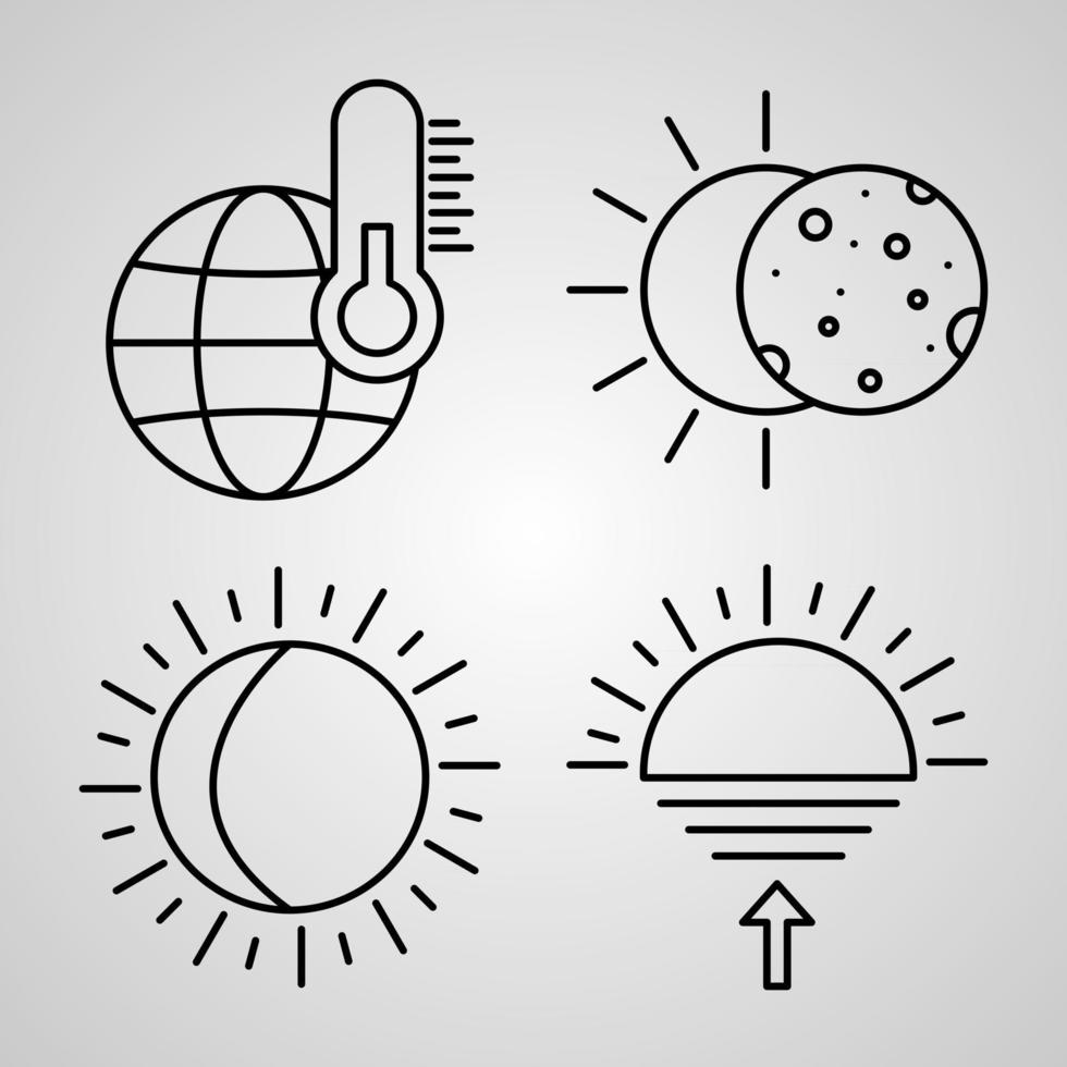 Umriss-Wettersymbole isoliert auf weißem Hintergrund vektor