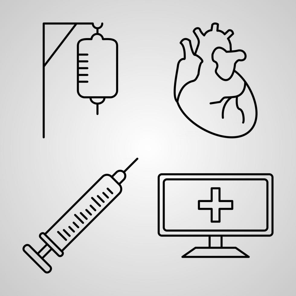Sammlung medizinischer Symbole im Umrissstil vektor