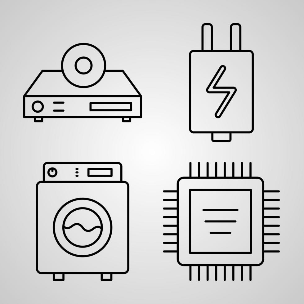 elektronik och enheter ikon samling vit färg bakgrund vektor