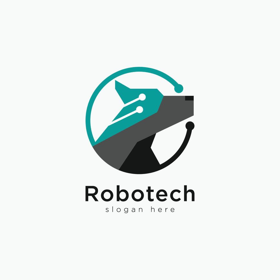 robot tech logotyp, hund ikon logotyp vektor