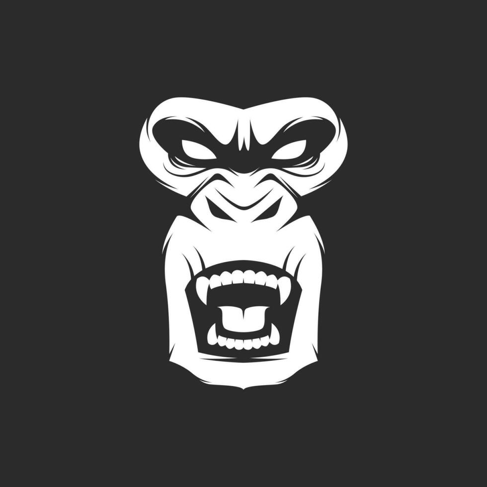 isolerat arg apa gorilla ansikte ikon logotyp mall vektor illustration design