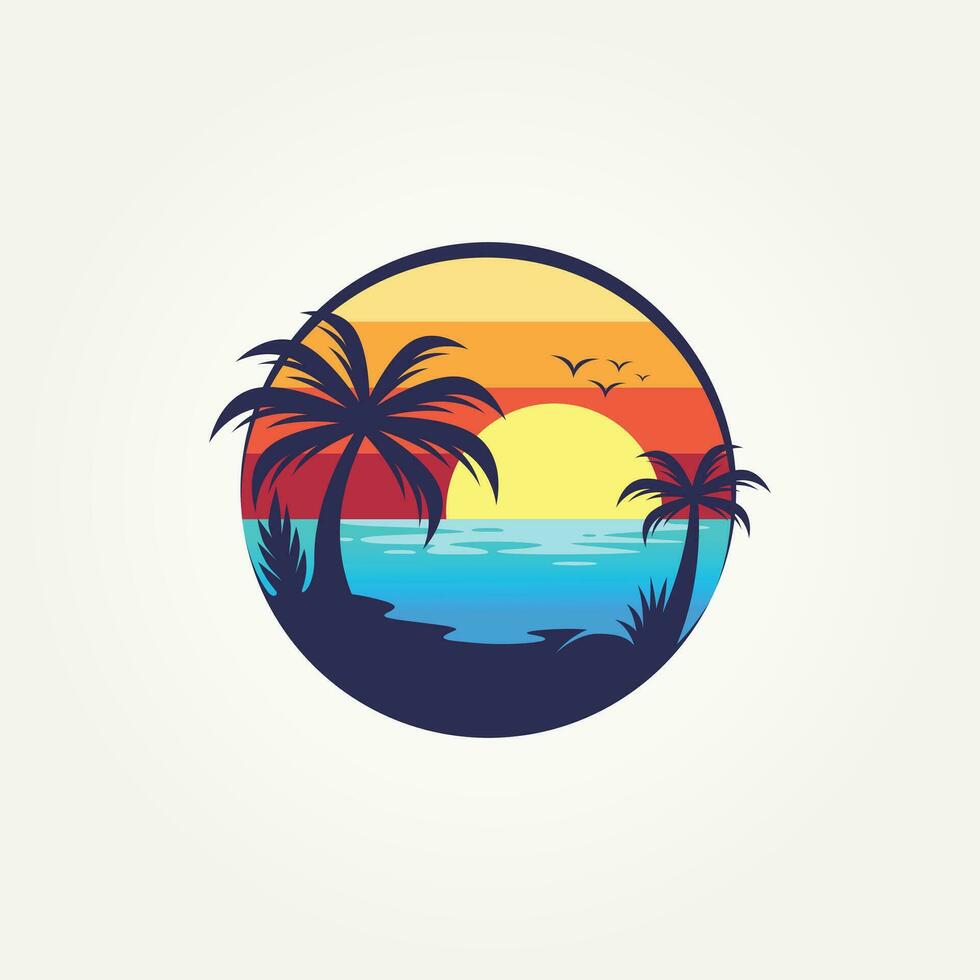 einfach modern tropisch Strand Symbol Logo Vorlage Vektor Illustration Design. Ozean tropisch Paradies Logo Konzept