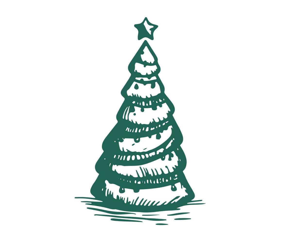 Weihnachtsbaum-Set, handgezeichnete Illustrationen. vektor