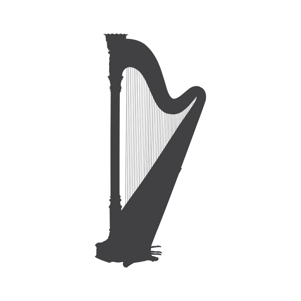 Harfe Silhouette, Pedal Harfe gestochen Musical Instrument kostenlos Vektor