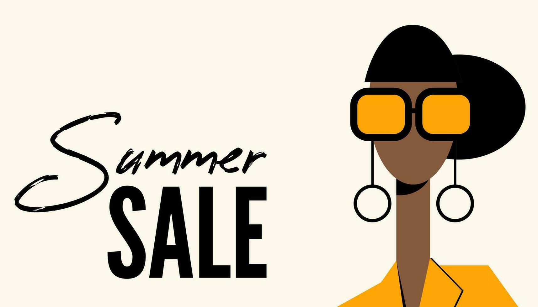 Werbung Banner, Sommer- Verkauf, Mode Industrie, Mädchen im Sonnenbrille, eben Stil, Minimalismus vektor