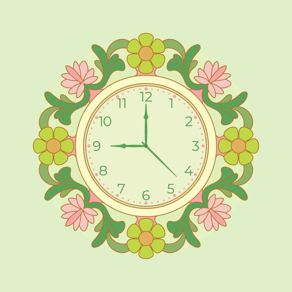 kostenlos Vektor von ein Blume dekoriert Mauer Uhr Illustration