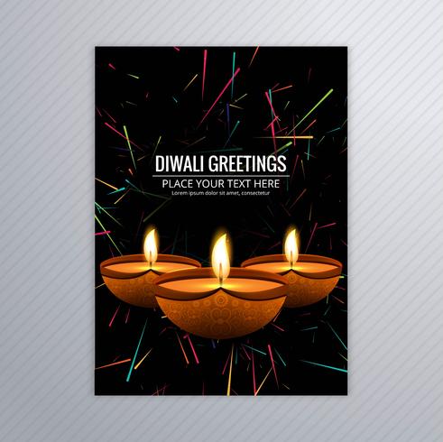 Plakat mit einem diya für diwali buntes Fliegerschablonendesign vektor