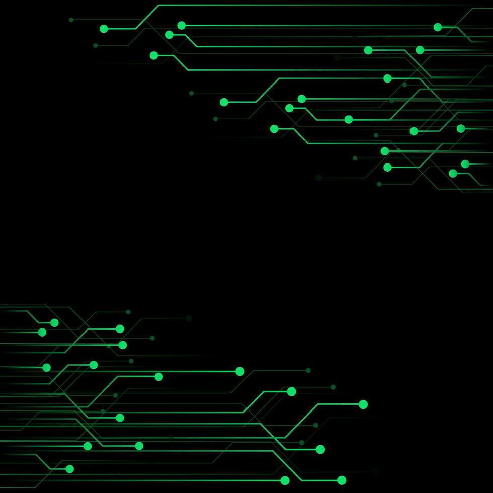 abstrakt Grün Neon- Licht auf dunkel Hintergrund, abstrakt Technologie Hintergrund mit Grün und schwarz Linien vektor