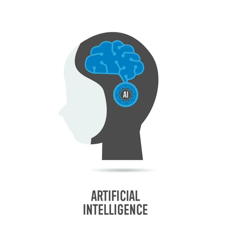 künstlich Intelligenz Symbol, Roboter Gehirn, Cyberhirn Konzept vektor