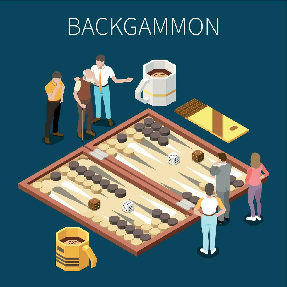 Backgammon isometrisch Konzept vektor