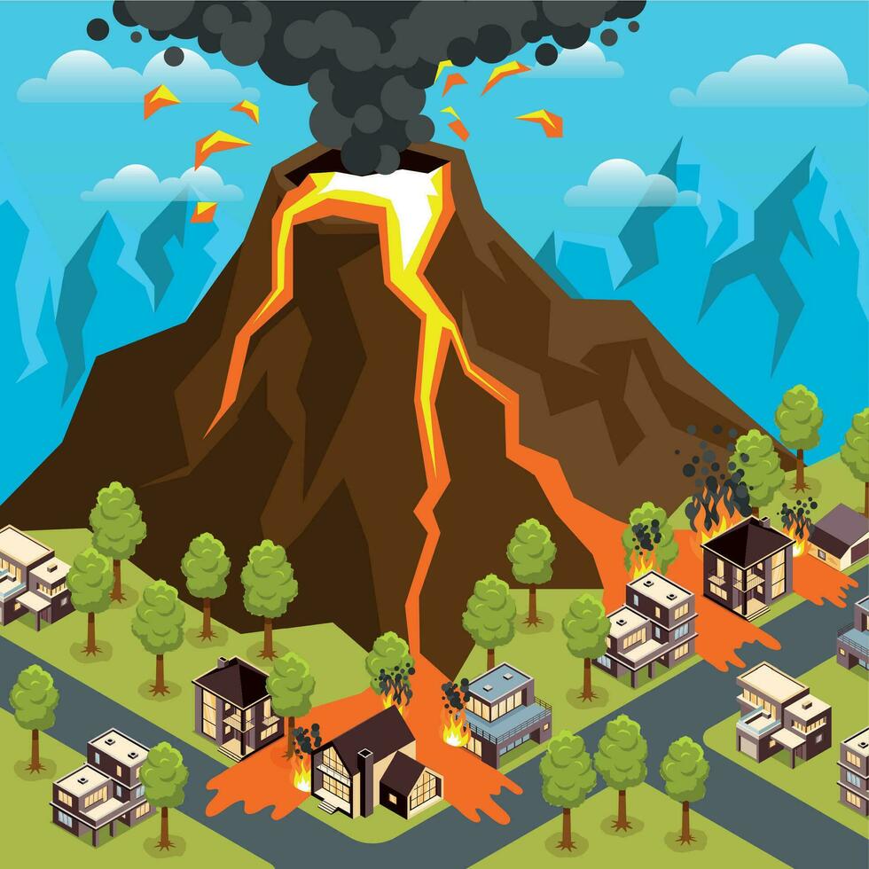 natürlich Katastrophe Eruption Illustration vektor