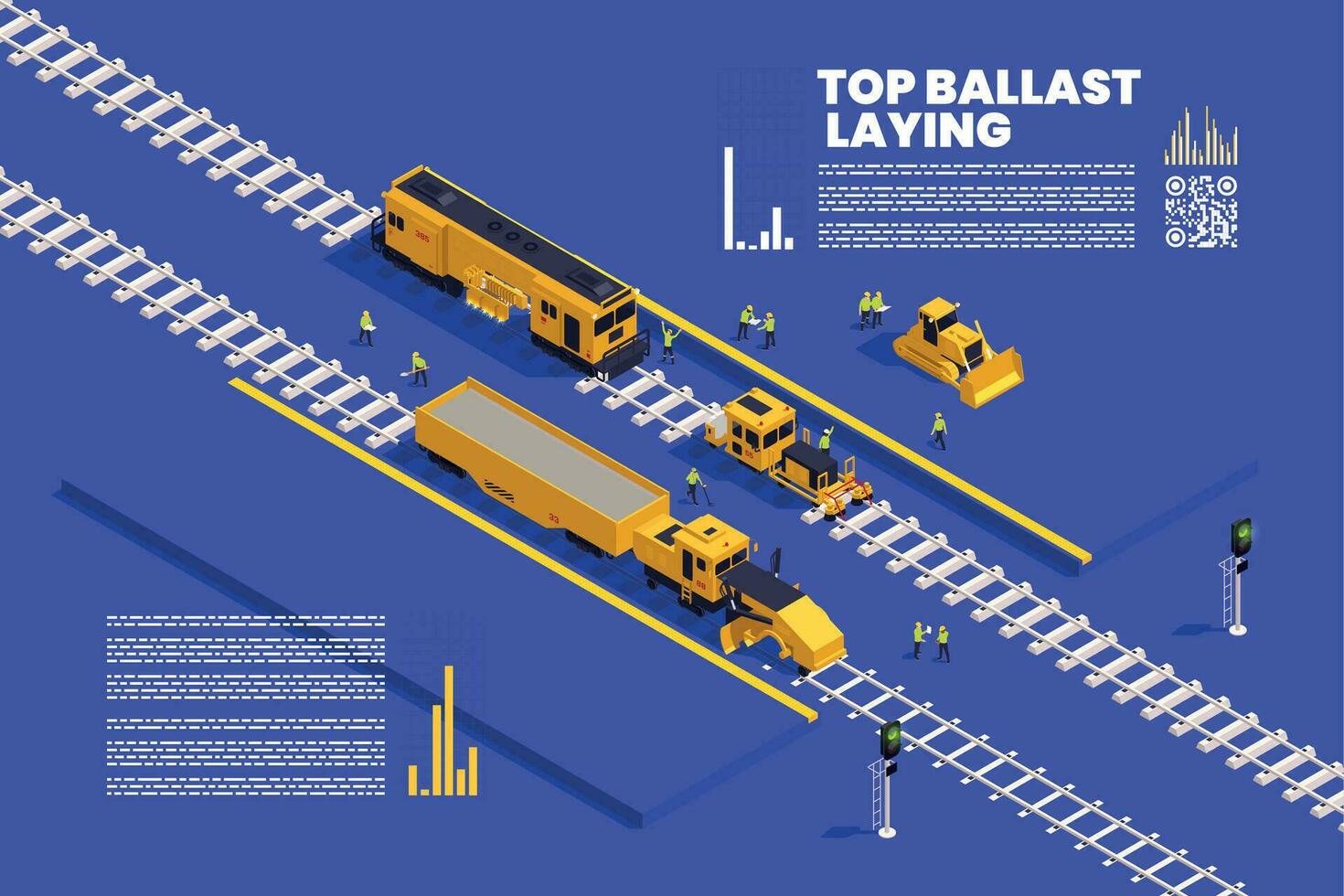 Eisenbahn Konstruktion isometrisch Infografiken vektor