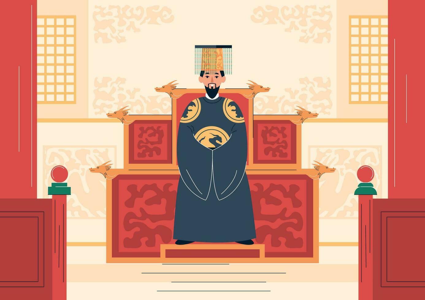 orientalisk kung tron sammansättning vektor