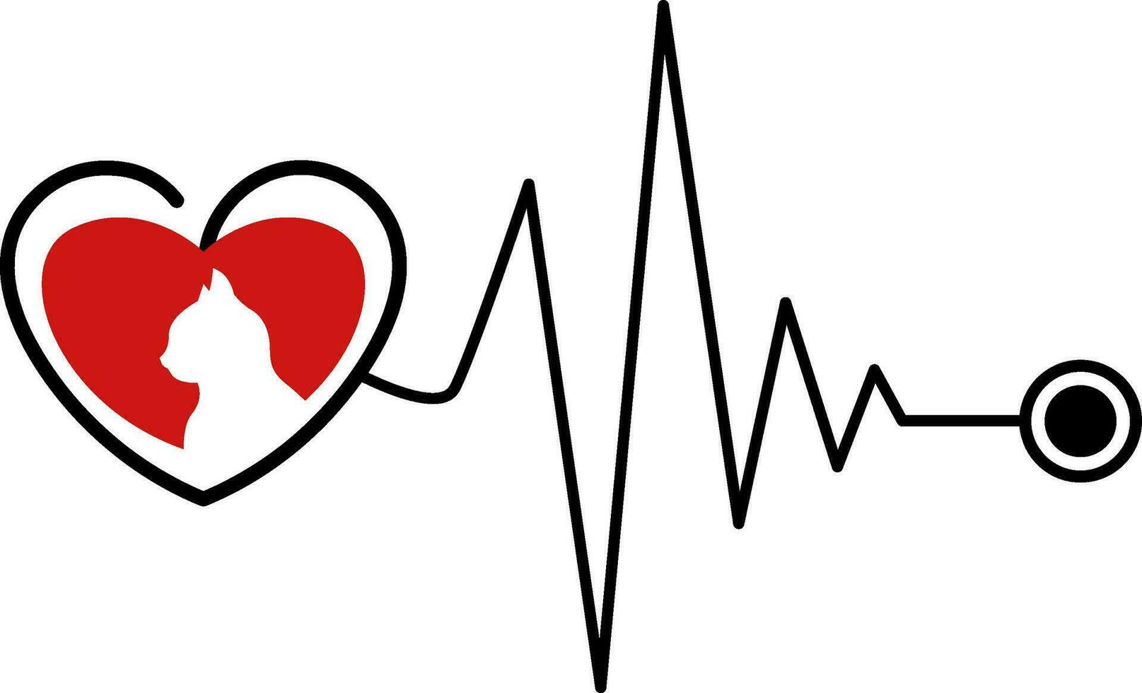 Herzschlag Linie Symbol mit Katze Elektrokardiogramm Auto svg Design vektor