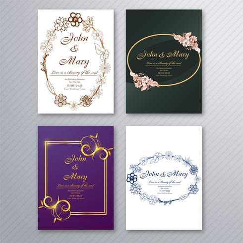 Bröllop inbjudningskort mall med dekorativa blommig broschyr vektor